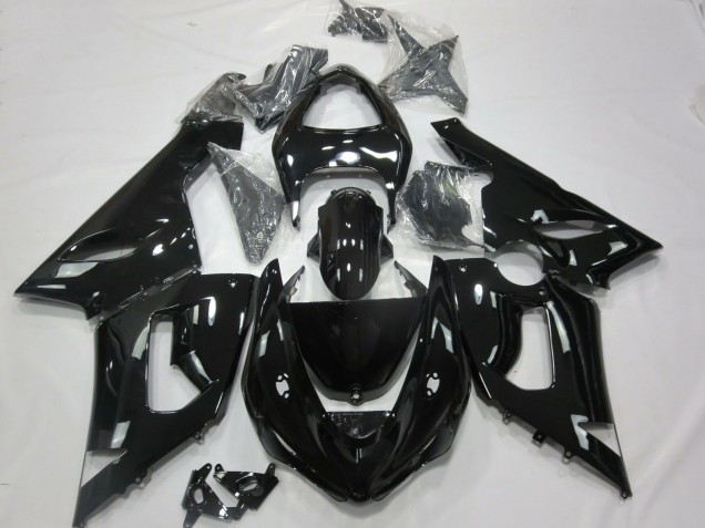 2005-2006 Schwarz Glänzend Kawasaki ZX6R Motorrad Verkleidungen 2005-2006 Schwarz Glänzend Kawasaki ZX6R Motorrad Verkleidungen