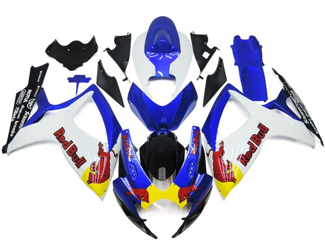 2006-2007 Weiß & Blau Rot Bull Custom Suzuki GSXR 600-750 Motorrad Verkleidungen