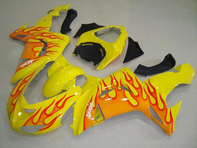 2006-2007 Gelb Orange Flamme Kawasaki ZX10R Motorrad Verkleidungen