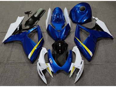 2006-2007 Glänzend Blau Weiß & Gelb Suzuki GSXR 600-750 Motorrad Verkleidungen