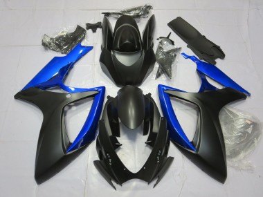2006-2007 Glänzend Blau & Matt Schwarz Suzuki GSXR 600-750 Motorrad Verkleidungen