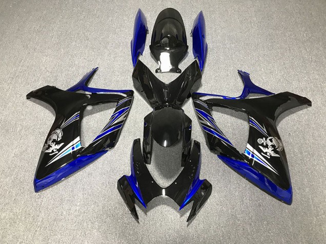 2006-2007 Glänzend Blau & Schwarz Custom Suzuki GSXR 600-750 Motorrad Verkleidungen