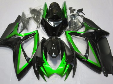 2006-2007 Glänzend Grün & Schwarz Suzuki GSXR 600-750 Motorrad Verkleidungen