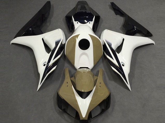 2006-2007 Glänzend Weiß Hellbraun Schwarz Honda CBR1000RR Motorrad Verkleidungen