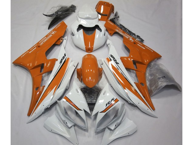 2006-2007 Glänzend Weiß & Orange Yamaha R6 Motorrad Verkleidungen