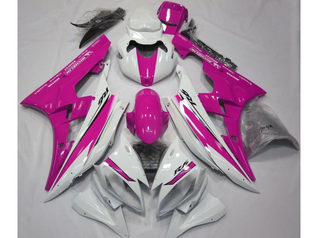 2006-2007 Glänzend Weiß & Pink Yamaha R6 Motorrad Verkleidungen 2006-2007 Glänzend Weiß & Pink Yamaha R6 Motorrad Verkleidungen