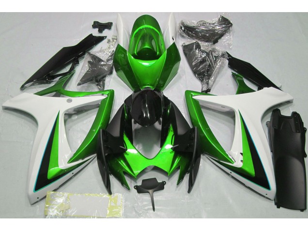 2006-2007 Grün-Weiß Suzuki GSXR 600-750 Motorrad Verkleidungen
