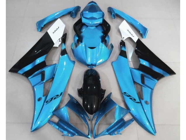2006-2007 Hellblau & Schwarz Glänzend Yamaha R6 Motorrad Verkleidungen 2006-2007 Hellblau & Schwarz Glänzend Yamaha R6 Motorrad Verkleidungen