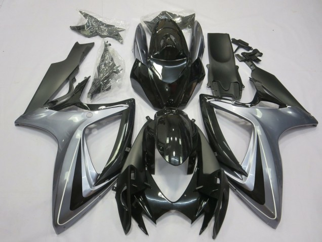 2006-2007 Hellsilber & Schwarz Suzuki GSXR 600-750 Motorrad Verkleidungen 2006-2007 Hellsilber & Schwarz Suzuki GSXR 600-750 Motorrad Verkleidungen