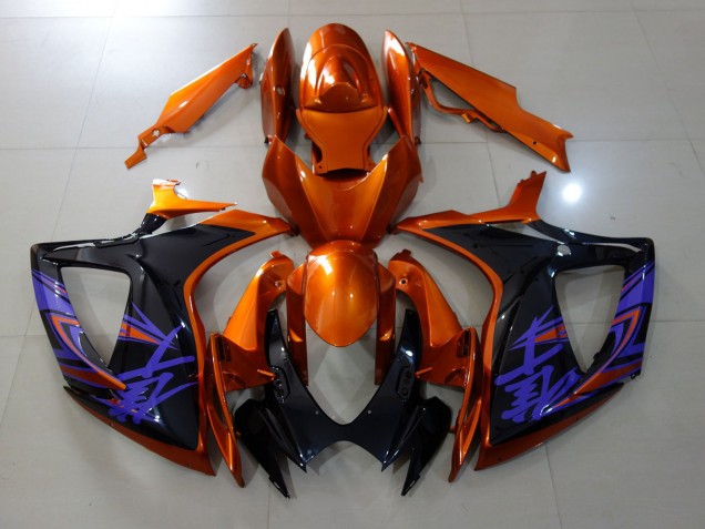 2006-2007 Kräftiges Orange & Schwarz Glänzend Suzuki GSXR 600-750 Motorrad Verkleidungen