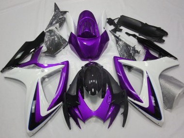 2006-2007 Lila & Weiß Ohne Abzeichen Suzuki GSXR 600-750 Motorrad Verkleidungen