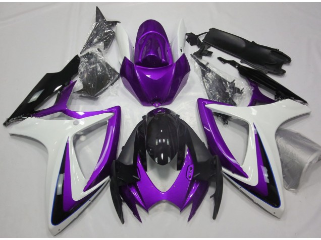 2006-2007 Lila & Weiß Ohne Abzeichen Suzuki GSXR 600-750 Motorrad Verkleidungen