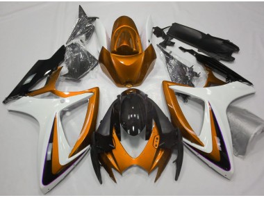 2006-2007 Orange & Weiß Ohne Abzeichen Suzuki GSXR 600-750 Motorrad Verkleidungen