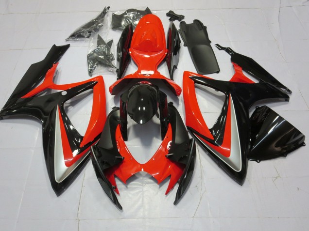 2006-2007 Orange Silber & Schwarz Suzuki GSXR 600-750 Motorrad Verkleidungen 2006-2007 Orange Silber & Schwarz Suzuki GSXR 600-750 Motorrad Verkleidungen