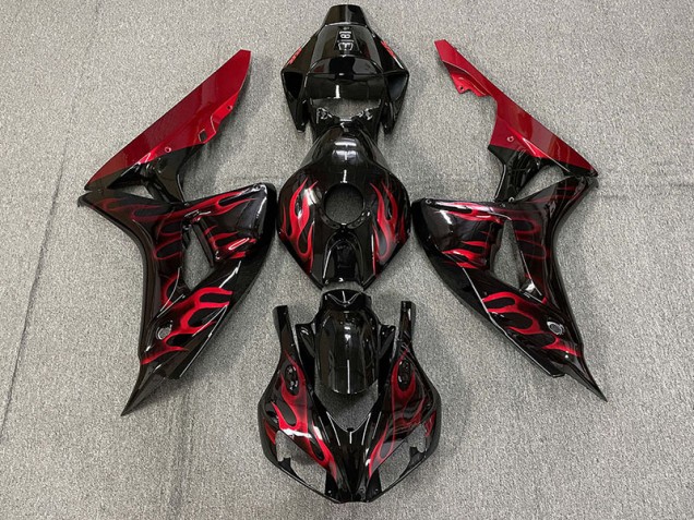 2006-2007 Rot Glänzend Flamme Honda CBR1000RR Motorrad Verkleidungen