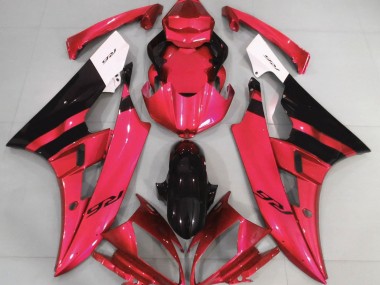2006-2007 Rot Glänzend & Schwarz Yamaha R6 Motorrad Verkleidungen