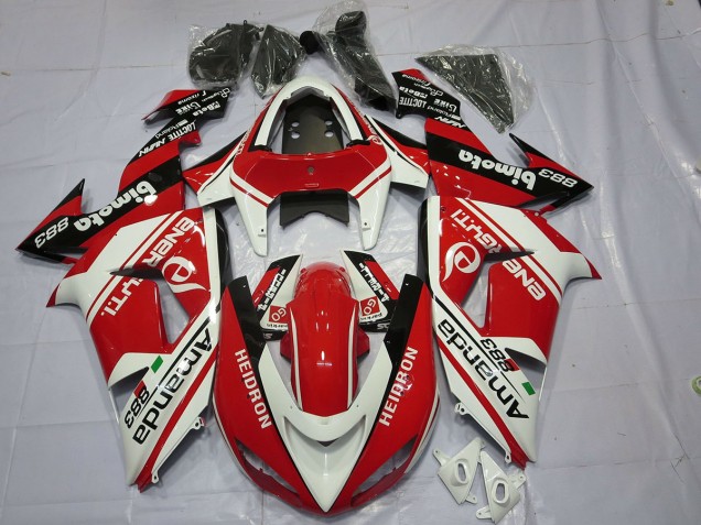 2006-2007 Weiß Rot Kawasaki ZX10R Motorrad Verkleidungen