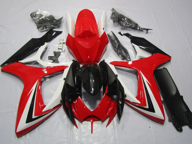 2006-2007 Rot Schwarz & Weiß Suzuki GSXR 600-750 Motorrad Verkleidungen 2006-2007 Rot Schwarz & Weiß Suzuki GSXR 600-750 Motorrad Verkleidungen