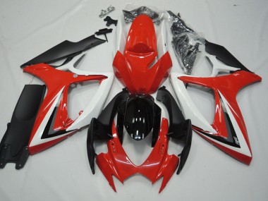 2006-2007 Rot & Weiß Suzuki GSXR 600-750 Motorrad Verkleidungen