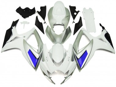 2006-2007 Silber Weiß & Blau Glänzend Suzuki GSXR 600-750 Motorrad Verkleidungen