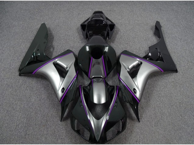 2006-2007 Silber Mit Dunkelviolettem Nadelstreifen Honda CBR1000RR Motorrad Verkleidungen