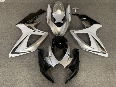 2006-2007 Silber Weiß OEM Stil Suzuki GSXR 600-750 Motorrad Verkleidungen