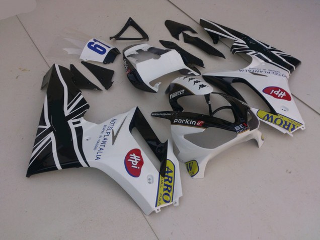 2006-2008 Weiß & Schwarz Mit Flagge Triumph Daytona 675 Motorrad Verkleidungen 2006-2008 Weiß & Schwarz Mit Flagge Triumph Daytona 675 Motorrad Verkleidungen