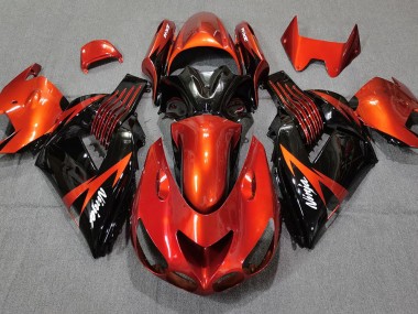 2006-2011 Gebranntes Orange Schwarz Kawasaki ZX14R Motorrad Verkleidungen