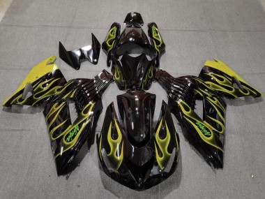 2006-2011 Gelb Flamme Kawasaki ZX14R Motorrad Verkleidungen