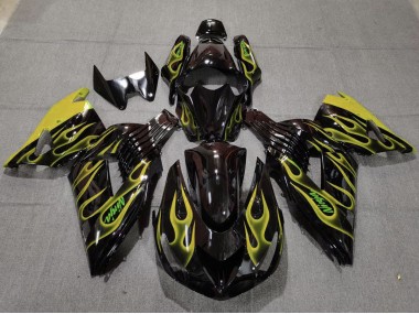 2006-2011 Gelb Flamme Kawasaki ZX14R Motorrad Verkleidungen