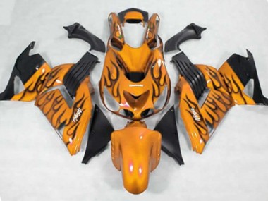 2006-2011 Gelb Schwarz Flamme Kawasaki ZX14R Motorrad Verkleidungen