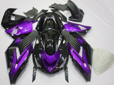 2006-2011 Glanz Lila & Schwarz Schlicht Kawasaki ZX14R Motorrad Verkleidungen