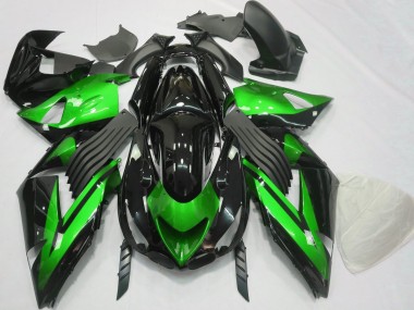2006-2011 Glänzend Grün & Schwarz Schlicht Kawasaki ZX14R Motorrad Verkleidungen