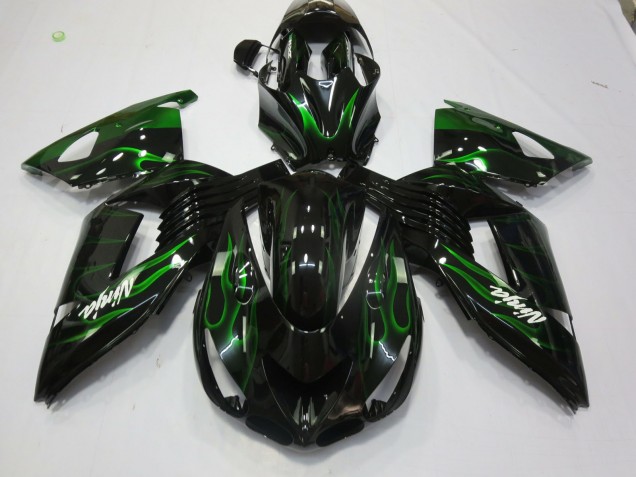 2006-2011 Grün Flamme Kawasaki ZX14R Motorrad Verkleidungen