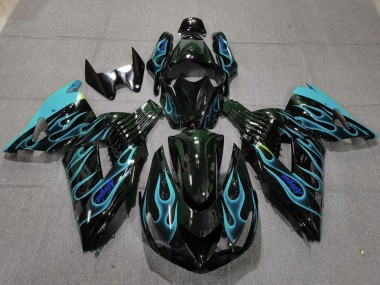 2006-2011 Hellblau Flamme Kawasaki ZX14R Motorrad Verkleidungen