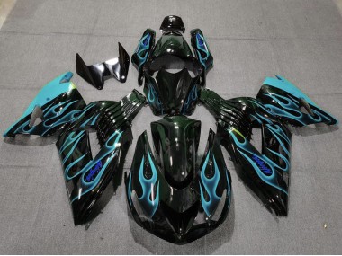 2006-2011 Hellblau Flamme Kawasaki ZX14R Motorrad Verkleidungen