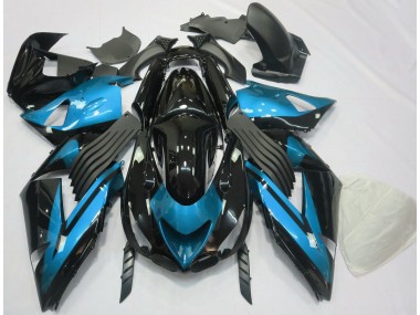 2006-2011 Hellblau & Schwarz Schlicht Kawasaki ZX14R Motorrad Verkleidungen