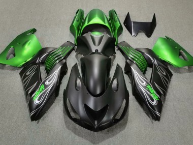 2006-2011 Matt Schwarz & Grün Kawasaki ZX14R Motorrad Verkleidungen