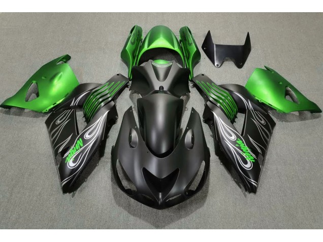 2006-2011 Matt Schwarz & Grün Kawasaki ZX14R Motorrad Verkleidungen