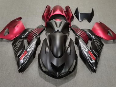 2006-2011 Matt Schwarz & Rot Kawasaki ZX14R Motorrad Verkleidungen