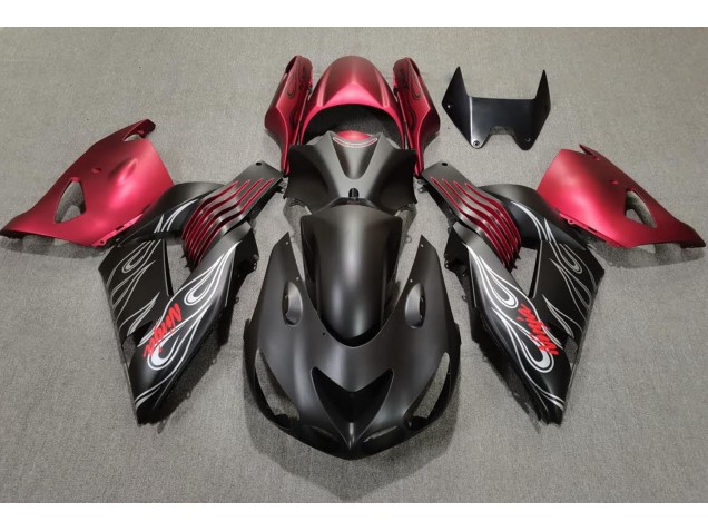 2006-2011 Matt Schwarz & Rot Kawasaki ZX14R Motorrad Verkleidungen 2006-2011 Matt Schwarz & Rot Kawasaki ZX14R Motorrad Verkleidungen