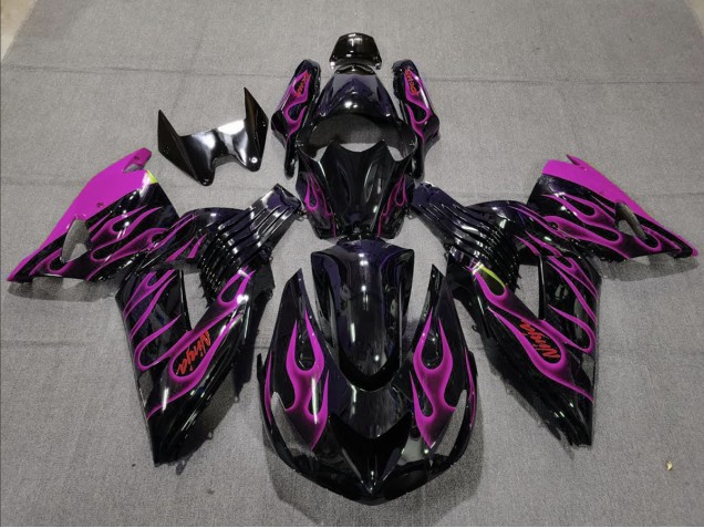 2006-2011 Rosa Flamme Kawasaki ZX14R Motorrad Verkleidungen
