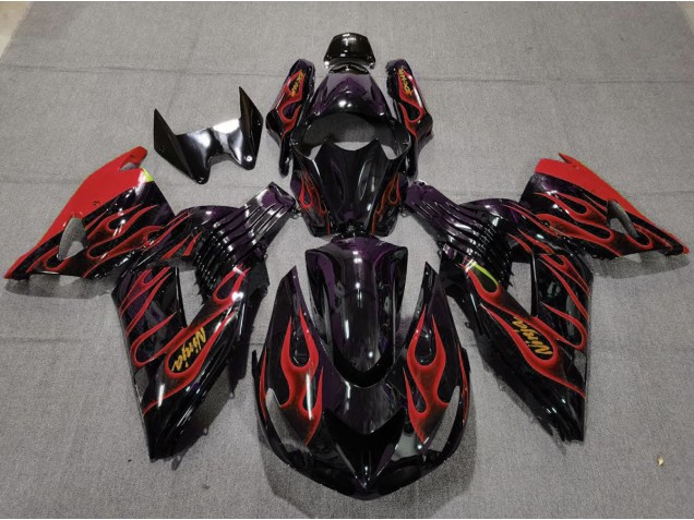2006-2011 Rot Flamme Kawasaki ZX14R Motorrad Verkleidungen 2006-2011 Rot Flamme Kawasaki ZX14R Motorrad Verkleidungen