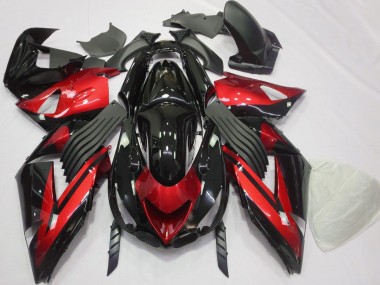 2006-2011 Rot & Schwarz Glänzend Schlicht Kawasaki ZX14R Motorrad Verkleidungen