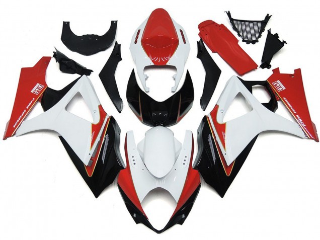 2007-2008 Benutzerdefiniert Rot & Weiß Mit Schwarz Suzuki GSXR 1000 Motorrad Verkleidungen