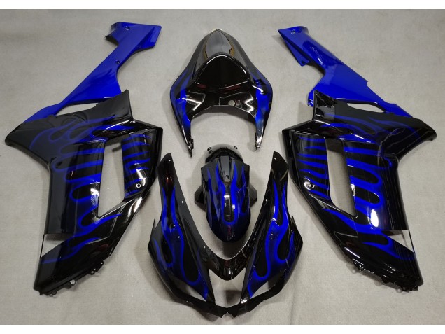 2007-2008 Blaue Flamme Kawasaki ZX6R Motorrad Verkleidungen 2007-2008 Blaue Flamme Kawasaki ZX6R Motorrad Verkleidungen