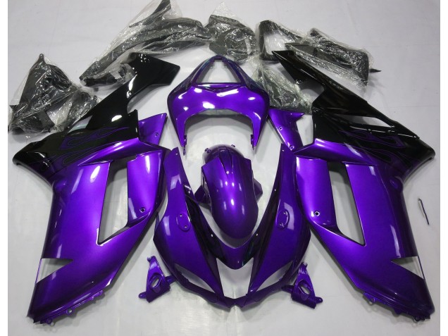 2007-2008 Glanz Lila & Schwarz Kawasaki ZX6R Motorrad Verkleidungen