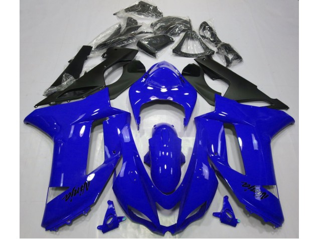 2007-2008 Glänzend Blau Kawasaki ZX6R Motorrad Verkleidungen