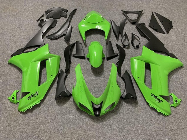 2007-2008 Glänzend Grün & Matt Schwarz Kawasaki ZX6R Motorrad Verkleidungen 2007-2008 Glänzend Grün & Matt Schwarz Kawasaki ZX6R Motorrad Verkleidungen