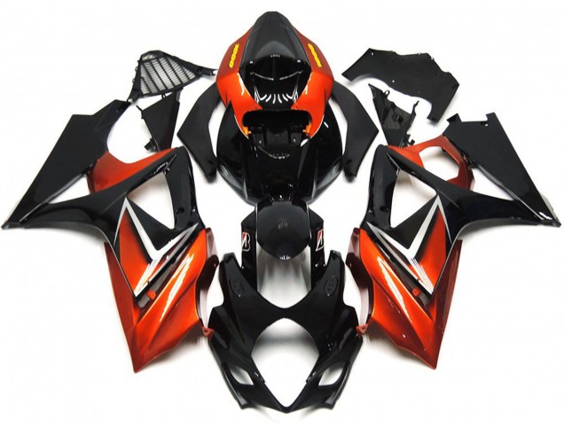2007-2008 Glänzendes Schwarz & Bronzegold Suzuki GSXR 1000 Motorrad Verkleidungen